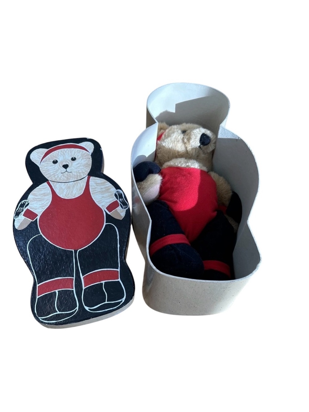 Rare Vintage Haus of Klaus Jointed Workout‎ Wrestler Bear Plush Contoured Box